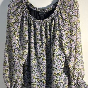 Sanctuary White and Pink Smocked Blouse